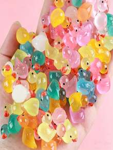 50pcs Waterproof Glowing Mini Resin Duck Decorations, No Power Needed, DIY Micro Landscape Decor For Garden, Aquarium, Home, Party - Multicolor - View 4