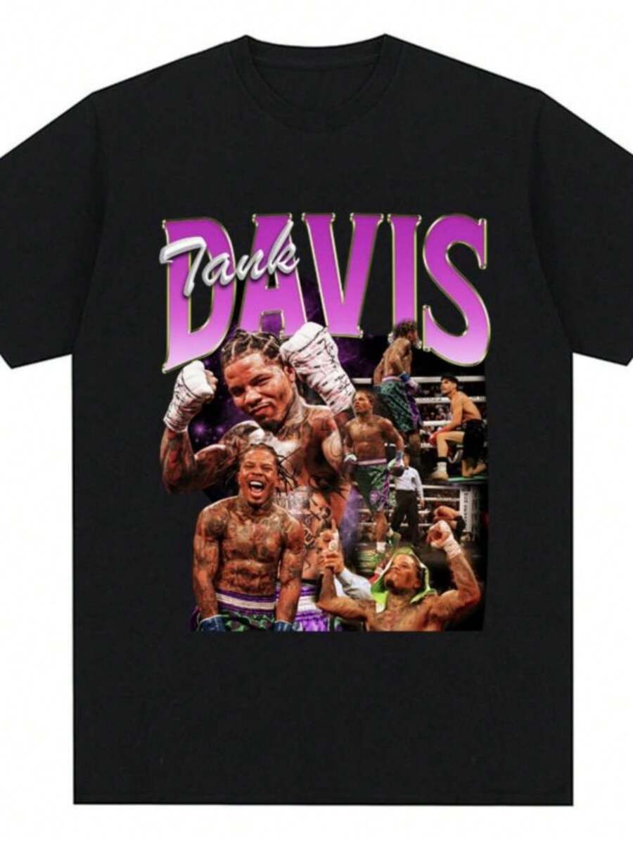 Women's T-Shirts Tank Gervonta Davis Retro Tshirt Harajuku Fashion Sport Boxing Short Sleeve Cozy Cotton Oversized T-Shirts Streetwear Fans Gifts - 黑色 - 查看 1