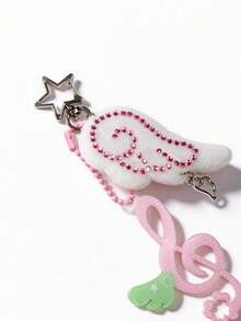 1pc Y2K Rhinestone Angel Wings & Music Note Design Pendant, Versatile Bag/Key/Phone Charm - Multicolor - View 2