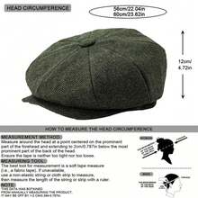 1 buah Topi Newsboy Campuran Wol Herringbone, Topi Ivy Vintage 8 Panel, Topi Mengemudi Gatsby Datar yang Dapat Diatur - A - View 3