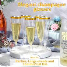 Bộ 50/30/25/20/10/5/1 ly champagne trong suốt viền vàng có thể tái sử dụng - Ly cocktail 5 ounce (Thích hợp cho champagne, rượu vang, cocktail, tráng miệng và kem) - Thích hợp cho Năm mới, Giáng sinh, các ngày lễ, đám cưới, sự kiện lớn, sinh nhật, Ngày lễ tình nhân và lễ khai giảng năm học mới. - Nhiều màu - Xem 4