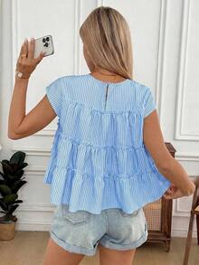 Camisa floral casual de mujer para el verano - Azul - Ver 2