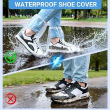 10 Pairs Shoe Covers Waterproof Rain Boot Covers For Women &Amp; Men, Plastic Disposable Shoe Protectors With Non-Slip Soles, Slip-On Outdoor Overshoes For Wet Weather, Commuting, Dog Walking (Clear) - White - View 2