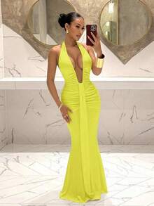 Women Midi Dresses - Yellow - View 1