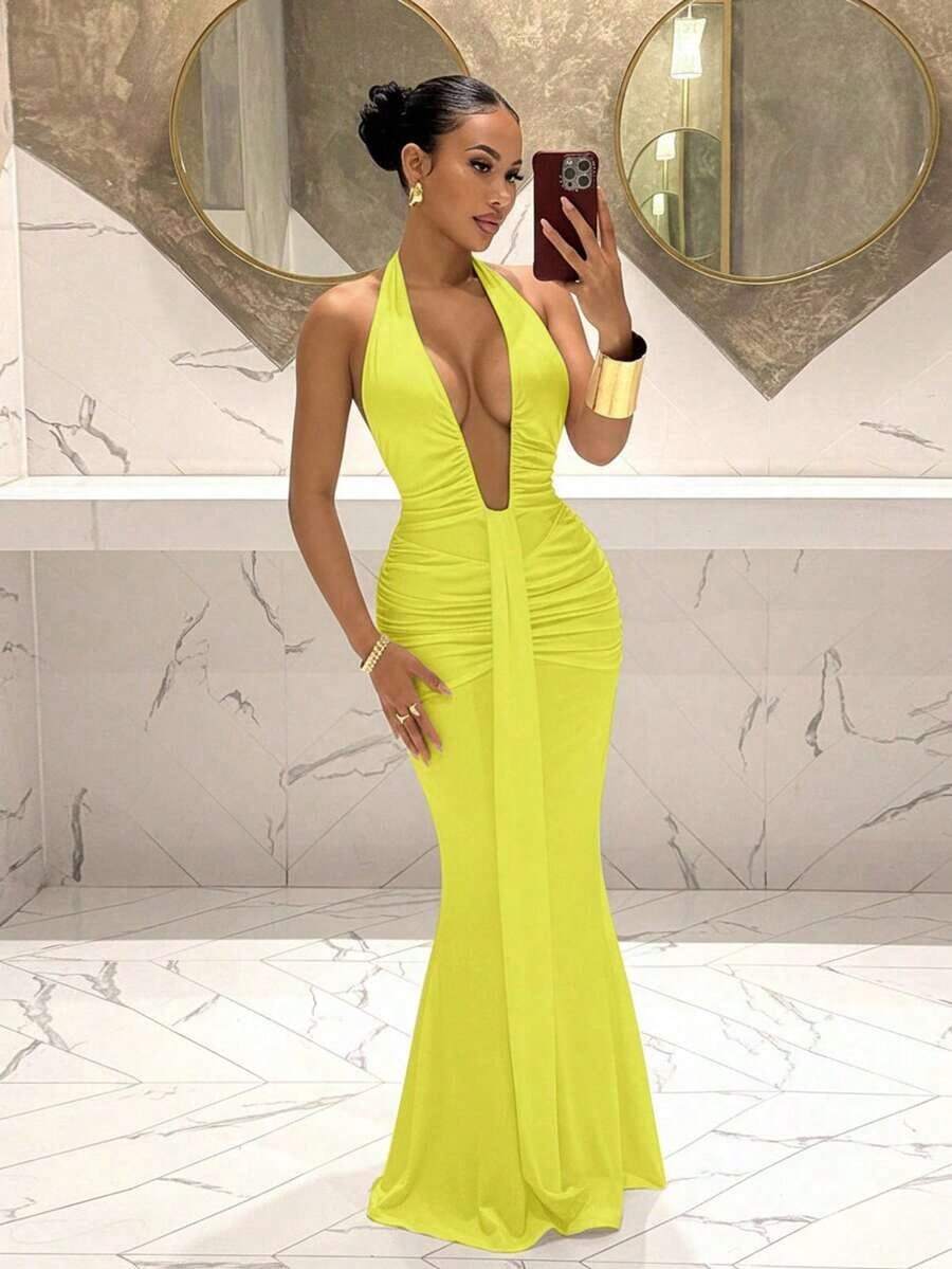 Women Midi Dresses - Yellow - View 1