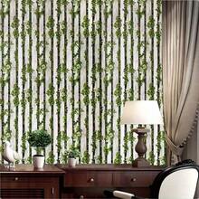 1 Roll Self-Adhesive Wood Plank Striped Wallpaper, Small Plant Waterproof Sticker, Retro PVC Wall Decal, Easy Installation, Matte Finish, Removable Design For Bedroom, Cabinet, 45CM*100CM/300CM/500CM - Green 1 - View 4