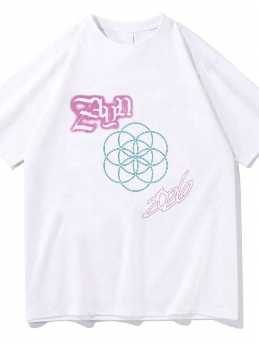 playeras de mujer Zayn Malik Vegas Mandala Tee Zayn Tour 2026 Graphic Clothes Short Sleeve Cotton High Quality Top Women Men Trendy Loose T Shirts - Blanco - Ver 1