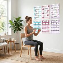Tai Chi Chair Practice Guide, Instructional Aerial Yoga Style Poster, Includes Chest, Back, Leg And Core Workout Plan | Bodyweight Exercises For Women And Beginners, Easy To Read Home Gym Decor Fitness Wall Art - Multicolor - View 3