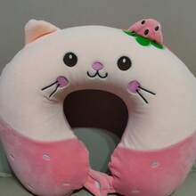 Cute Neck Pillow Plane Travel Pillow Protection Cervical Spine Cervical Pillow Cartoon Animal Memory Cotton U-Shaped Pillow Wholesale - 貓咪粉-慢回彈記憶棉 - 查看 1