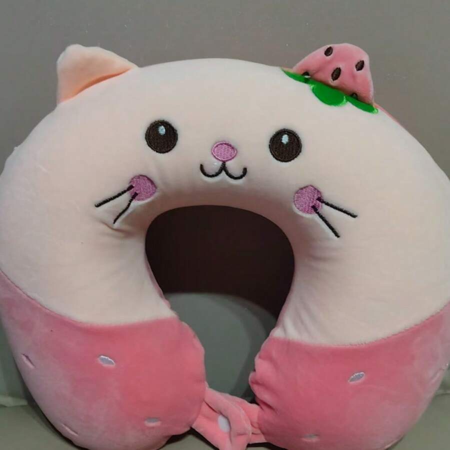Cute Neck Pillow Plane Travel Pillow Protection Cervical Spine Cervical Pillow Cartoon Animal Memory Cotton U-Shaped Pillow Wholesale - 貓咪粉-慢回彈記憶棉 - 查看 1