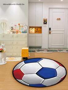 1pc Circular Cartoon Pattern Rug, Sports Themed Carpet, Home Decor Rug, Bedroom Decor, Small Rug, Carpet, Children's Room Decor, Home Decor, Living Room Carpet, Small Living Room Rug, Bedroom Rug, Children's Rug, Living Room Home Decor, Outdoor Rug, Washable Rug - Multicolor - View 6