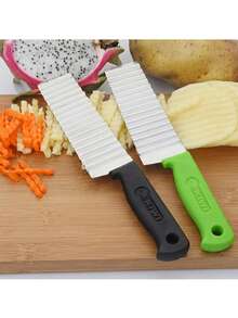 1 dao cắt khoai tây lượn sóng bằng thép không gỉ, dao cắt lát lượn sóng dùng trong gia đình. - Nhiều màu - Xem 10