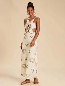 Women Midi Dresses - Apricot - View 5