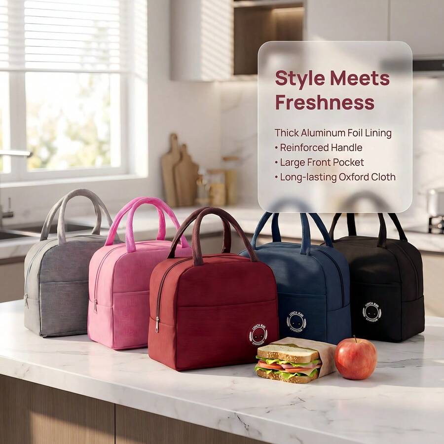 1pc Bear Pattern Insulated Lunch Bag - Portable, Handwashable, Durable, Essential For Camping/Picnic, Suitable For Camping Gear/Picnic Basket/Travel/Work
