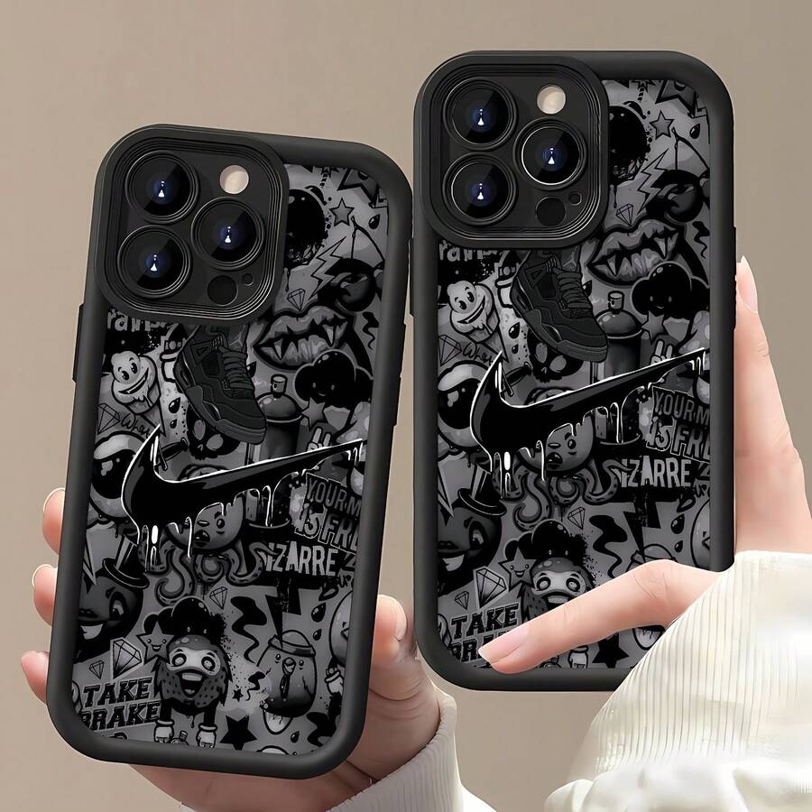 Ropa urbana negra y gris con grafitis.funda de teléfono Fundas compatibles con ,Apple,VIVO,OPPO,,, y Honor.Fabricadas en silicona TPU,ofrecen protección contra golpes y caídas.regalos para mamá - Negro - Ver 1