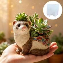 SUPWANPENG 可愛水獺造型花盆樹脂矽膠模具 蹲姿可愛小水獺造型植物花盆裝飾模具 石膏模具 混凝土模具 水泥模具 收納盒 收納家居裝飾飾品模具 裝飾禮物 - A - 查看 4