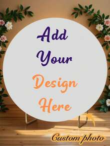 Customizable Round Backdrop (Stand Not Included), Printable Pattern/Logo/Text, Durable For Wedding, Birthday Party, Christening, Photo Booth Props And Party Decor, Modern Round Design, Smooth Texture, Round Background - Multicolor - View 5