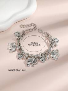 1 chiếc vòng chân/vòng đeo chân hình voi trái tim chạm khắc tinh xảo phong cách Bohemian cổ điển cao cấp, trang sức mùa hè đi biển, phù hợp cho mọi dịp, lựa chọn quà tặng tuyệt vời. - Vàng - Xem 8