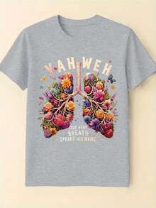 Christian Faith T-Shirt With  Bible And Tree Of Life For Women Plus Sizes 0XL-8XL - Ideal Jesus Gift For Church And Outdoors, Short Sleeve Crew Neck, Unisex For Men And Women, Machine Washable - 太空灰 - 查看 6