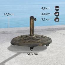 Outsunny Sonnenschirmständer Aus Concrete, Schirmständer Mit Rolle, Rund Schirmhalter Ständer Für Sonnenschirm 32/38/48mm - 青銅,54.5公分 x 54.5公分 x 40.5公分 - 查看 4