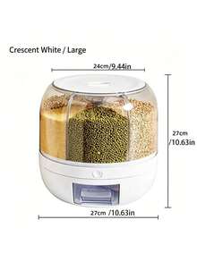 Contenedor de almacenamiento de granos para cocina del hogar, giratorio para cinco granos y granos mixtos, caja de almacenamiento de múltiples compartimentos, contenedor de arroz sellado anti-plagas y anti-humedad para el hogar, contenedor de arroz, plástico, 6 compartimentos, dispensador de contenedor de almacenamiento de granos sellado, contenedor de almacenamiento giratorio 360°, dispensador de alimentos de 6 compartimentos, dispensador de alimentos giratorio 360°, dispensador de granos de arroz de un solo toque, contenedor de almacenamiento de arroz redondo, dispensador de granos, frijoles, arroz, cacahuetes y cebada - Multicolor - Ver 8