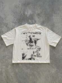 Men's Casual Crew Neck Short Sleeve T-Shirt, 100% Cotton, Summer Vacation Top, Funny Graphic Tees, Y2K Streetwear, Gifts For Boyfriend And Husband - 白色 - 查看 1