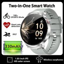2 En 1 Reloj Inteligente Rastreador Brújula Auriculares Incorporados Llamada Bluetooth Reloj Inteligente Monitor De Salud Fitnes - Silicona plateada - Ver 1