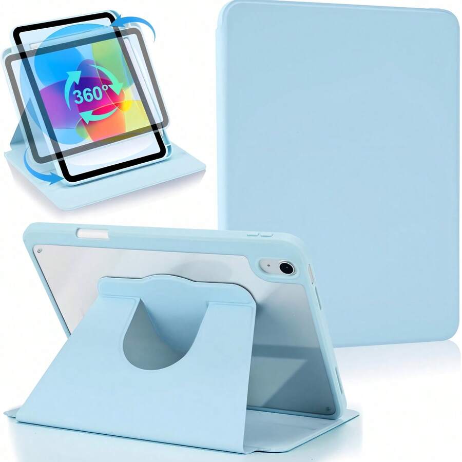 TenYide 360°旋轉透明壓克力保護殼，平板支架保護套，相容於IPad/GalaxyTab/LenovoTab/LenovoXiaoxin PAD/LenovoIdea Pad/MatePad/HonorPad/XiaomiPad/RedmiPad及其他平板型號，亦相容於IPad A16 2025、Air 11/13、M2/M3/M4/M5、Pro 11/13、Air 4/Air 5/Air 6/Air 7/Air8 10.9 吋 2022、第9代、第8代、第7代 10.2 吋、第5代、第6代 9.7 吋、第10代、第11代 10.9 吋 2021、Pro 11/12.9 吋、Mini6/Mini7