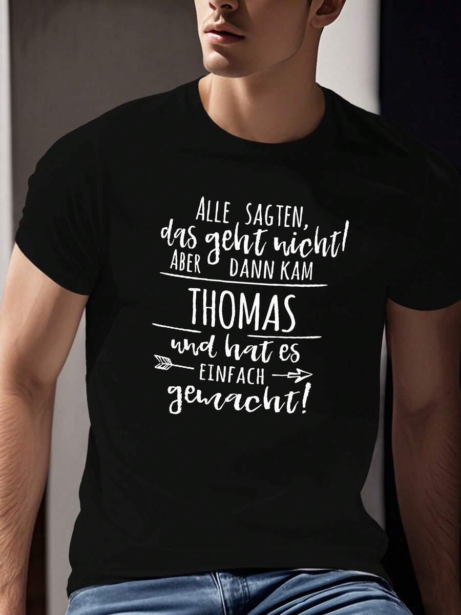 Thomas Men's Summer Short Sleeve T-Shirt - 黑色 - 查看 1