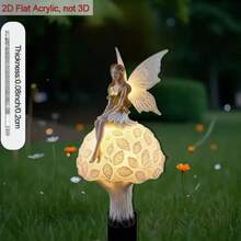 2D Flat - 1pc Charming Fairy On Mushroom Acrylic Decor Insert - 2D Flat Outdoor Decor With Sharp Base, Suitable For Planters, Gardens And Yards, No Electricity Needed, Fairy Garden Accessory, Romantic Design, Detailed Craftsmanship, 2D Flat - A - View 8