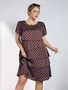 Reflora Vestido de moda con cuello redondo, mangas con volantes y estampado floral para mujer de talla - Multicolor 4 - Ver 5