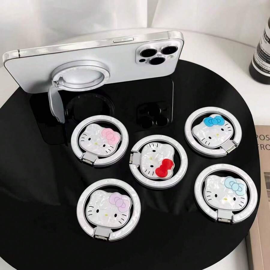 SANRIO Hello Kitty贝壳图案磁性手机支架，360°旋转MagSafe指环支架，少女蝴蝶结设计
