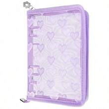 A5 Size Large Capacity Heart-Shaped Lace Zipper Binder, Lace & PVC Material Sticker Storage Bag, Portable Notebook Set, File Folder, Stamp Album, Sticker Book, Pencil Case, A5 Transparent Refill Pages, PP Transparent Refill Pages, Photo Album, Savings Bag, Document Storage Bag - Lace - View 16