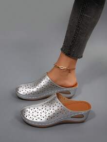 Hollow Out Wedge Sandals, Comfortable To Wear, Suitable For Long-Term Wear Like Work And Shopping - Silver Gold - View 4