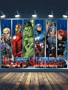Marvel 这款漫威漫画风格的生日背景布非常吸睛。搭配醒目的生日文字，轻松营造出热情洋溢、充满童趣的派对氛围。它非常适合漫威主题的生日派对、聚会和活动装饰，让您瞬间脱颖而出。 - 多款 - 查看 13