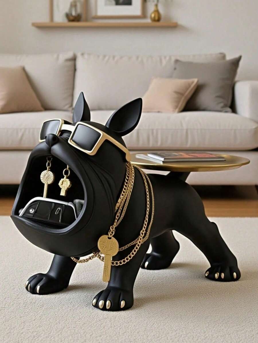 1件裝鬥牛犬玄關裝飾收納托盤,可放置眼鏡、手錶、鑰匙與珠寶,兼具珠寶收納與萬聖節/聖誕節裝飾功能 - 多色C - 查看 1