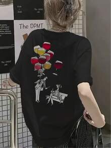 Women T-Shirts - [Black] - View 12