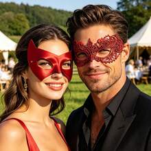 Lace Red Masquerade Mask, Sexy Women Mask For Christmas, Halloween Party, Carnival, Venetian Costume Party, Couples Mask - Red - View 6