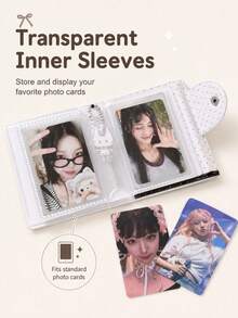 Album ảnh dạng lưới hình bướm và mèo INS Style, Album ảnh chụp nhanh 3 inch hình mèo dâu tây có nút bấm, Album lưu trữ thẻ mini Idol - nhiều màu - Xem 3