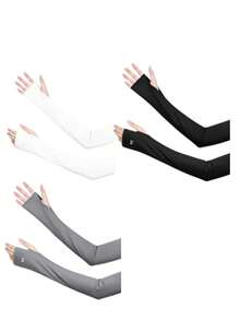 3 Pairs Summer Sun Protection Arm Sleeves For Women, Loose Breathable Ice Silk Sleeve For Outdoor Activities, Cycling - Multicolor - View 9