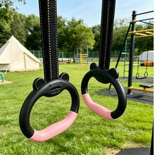 Adjustable Bear-Shaped Gymnastic Ring Set, Home Swing Rings, Indoor And Outdoor Multi-Function Training Rings, Playground Expansion, Non-Slip Grip Hanging Rings - Yellow - View 3