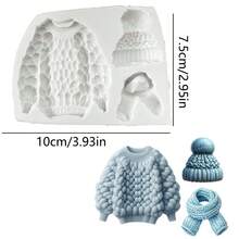1件装3D立体毛衣、帽子、围巾硅胶模具，适用于树脂、粘土、石膏等材料，可制作3D针织纹理，是生日装饰、手工皂DIY的理想工具。 - 帽衣巾模具 - 查看 4