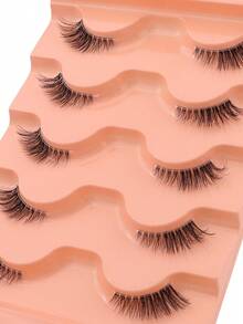 NAIJEMA 5 Pairs Natural Half-Eye False Eyelashes, Cat Eye Lashes, Fox Eye Lashes, Fluffy Faux Mink Lashes, Soft Lightweight 3D Lashes, Natural Strip Lashes, Extending Lashes, Suitable For Party, Daily Wear - Black - View 4
