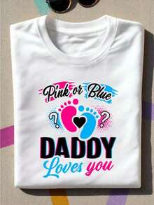 Camisetas a juego para la familia para revelación de género, camisetas rosas o azules Papi te, camisetas para de revelación de género, camiseta para nuevo papá, conjunto rosa o azul Te amamos-107 - Blanco - Ver 4