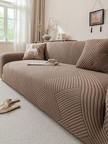 1pc 3D Plush Sofa Cover, Multifunctional Full Wrap Sofa Protector, Holiday Decor Stretch Sofa Slipcover, Fit For 1/2/3/4 Seater Sofa - Brown - View 5