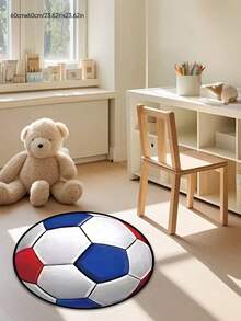 1pc Circular Cartoon Pattern Rug, Sports Themed Carpet, Home Decor Rug, Bedroom Decor, Small Rug, Carpet, Children's Room Decor, Home Decor, Living Room Carpet, Small Living Room Rug, Bedroom Rug, Children's Rug, Living Room Home Decor, Outdoor Rug, Washable Rug - Multicolor - View 4