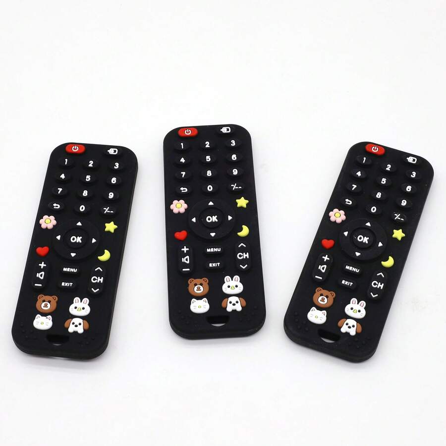 Baby Cartoon Remote Control Teether, Silicone Teething Toy, Infant Soothing Chew Toy - 黑色 - 查看 1