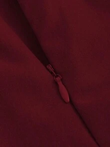 Falda corta de mujer con abertura doble y decoración de lazo en unicolor - Burdeos - Ver 3