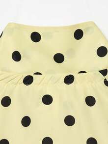 Chaqueta con cordón estampada con lunares, de estilo casual para primavera y otoño, de tela ligera y oversize - Amarillo - Ver 9