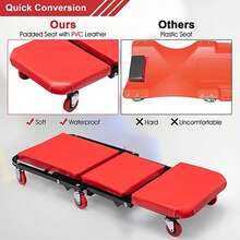 New 36 Inch Mechanic Creeper Foldable 2-In-1 Z Seat Adjustable Rolling Garage Creeper With 6 Wheel Rollers 340LBS Capacity Under Car Auto Repair Lay Down Sit Lean Back Red Black Perfect Garage Additions Gift For Men 2026 - Folding Mechanic Creeper - View 8